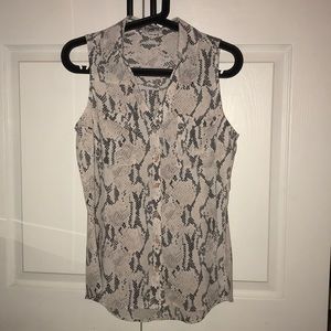 Express snake print button up shirt.